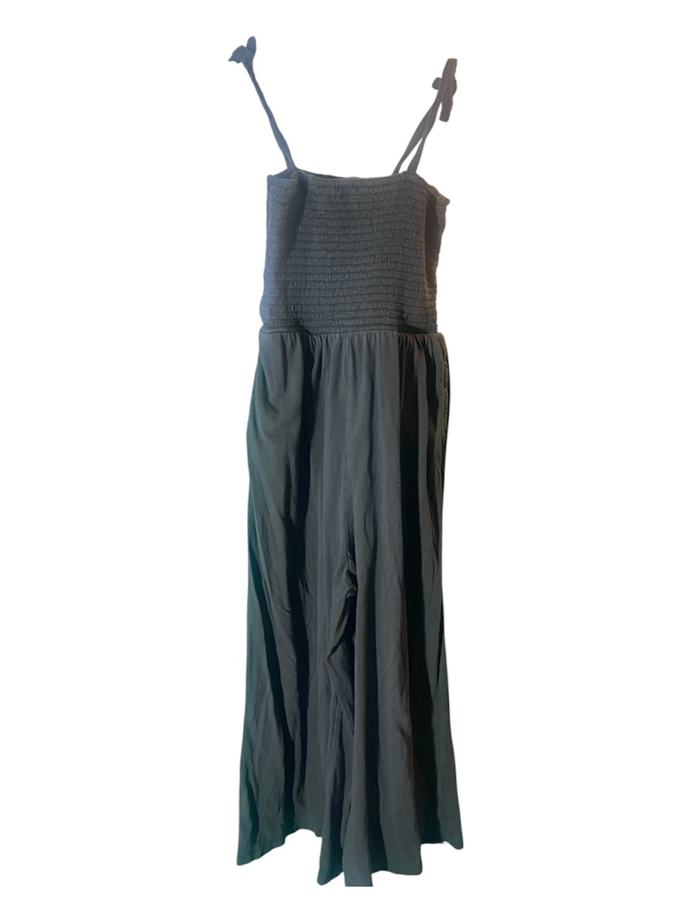 GapKids 100% cotton Smocked Bodice grey Wide-Leg Jumpsuit with pockets - M - Picture 1 of 2
